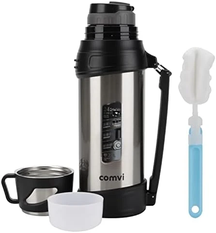 68oz Large Coffee Thermas For Travel -24 Hours Hot & Cold Flasks For Hot And Cold Drinks - Stainless Steel, Vacuum Insulated Flask With 2 Cups For Hiking & Camping Thermus - Vacuum Bottle - Blue - Image 7