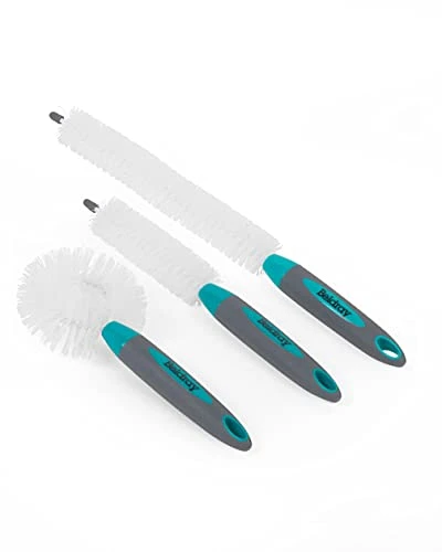 LA082770EU7 Bottle Pack Of 3 Flexible Brush Head Non-Slip Handle Soft Bristles Turquoise/White, 3 Pack - Image 3