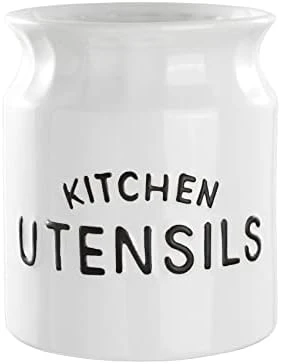 Karisky Utensil Holder, 6.5" Large Kitchen Utensil Holder For Kitchen Counter, Ceramic Cooking Utensil Crock, Decorative Utensil Caddy Organizer For Modern Farmhouse Kitchen Decor, Black - Image 5
