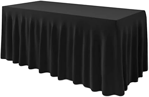 Table Skirt For Rectangle Tables 6ft, Black Spandex Tablecloth Cover For Banquet Wedding Birthday Party - Image 6
