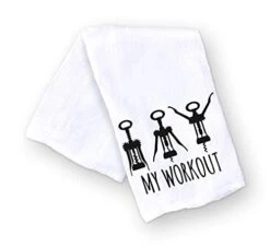 Handmade Funny Kitchen Towel - My Wine Workout Flour Sack Towel - 100% Cotton Funny Dish Towel - 28x28 Inch Perfect For Housewarming-Christmas-Birthday Gift
