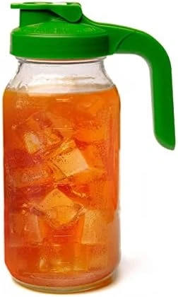 Glass Mason Jar Pitcher With Lid - Wide Mouth, 2 Quart (64 Oz / 1.9 Liter) - Heavy Duty, Leak Proof - Sun & Iced Tea, Cold Brew Coffee, Breast Milk Storage, Flavored Water & More - Image 7