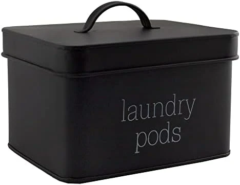 Enamelware Laundry Pod Holder; Rustic White Laundry Pod Storage Container - Image 5