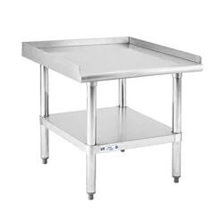 Ally Stainless Steel Equipment Stand 28x24 Inches With Undershelf, NSF Commercial Prep & Work Table With Rear And Side Risers, Heavy Duty Grill For Kitchen, Bar, Restaurant, Home And Hotel