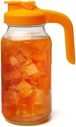 Glass Mason Jar Pitcher With Lid - Wide Mouth, 2 Quart (64 Oz / 1.9 Liter) - Heavy Duty, Leak Proof - Sun & Iced Tea, Cold Brew Coffee, Breast Milk Storage, Flavored Water & More - Image 6