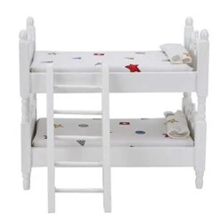 Miniature Dollhouse Furniture, Wooden Bunk Bed With Bedding Pillow Ladder For 1:12 Doll House Accessories (1:12) Dollhouses