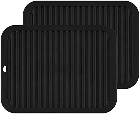 Silicone Trivets For Hot Dishes Pots & Pans, Black Silicone Trivet Mat For Table, Round Pot Holders, Jar Opener & Spoon Rest, Non Slip, Flexible, Durable Heat Resistant Mat Hot Pads Black