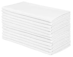 Angels Threads Every Day Cotton Dinner Napkins In Yarn Dyed Fabric-18x18 White,Cocktails Napkins, Cloth Napkin,Wedding Napkins, Mitered Corner & Generous Hem, Machine Washable Dinner Napkins, 12 Pack