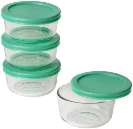 Pyrex Storage 1 Cup Round Dish, Clear With Blue Lid, Pack Of 6 Containers - Image 3