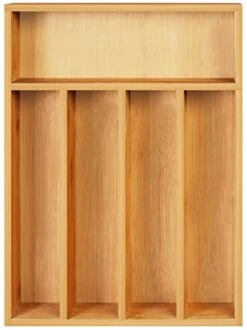 Bamboo Silverware Organizer- 5 Compartments - Bamboo Drawer Organizer 14 X 10 X 2.36 Inches - Bamboo Hardware Organizer (Natural)