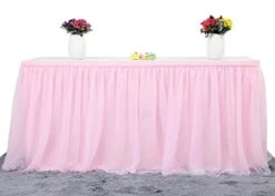 Tulle Table Skirt L108 H30 Table Decorations For Rectangle Or Round Tables For Birthday Party, Baby Showers, Wedding Party And Daily Home Decorations（Pink