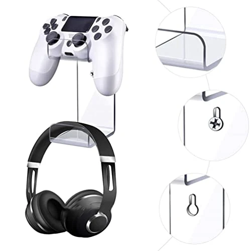 Controller Holder Controller Grip Acrylic Game Controller Display Rack Wall Mounted Game Controller Organizer Wall Rack For Home Shop Transparent Headset Hanger Controller Grips - Image 2