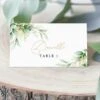 Wedding Place Cards Table, 50 Pack, 2 X 3.5 Inch, Gold & Greenery Place Cards For Weddings, Premium Eucalyptus Wedding Name Place Cards For Table Setting, Easy Folding Matte Finish Placecards Wedding
