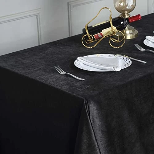 Premium Velvet Black 90" X 132" Rectangle Tablecloth For Wedding Party Events