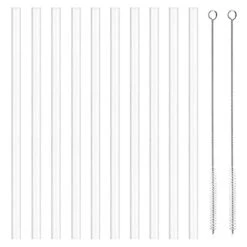 10-Pack Replacement Straws Compatible With Hydro Flask Wide Mouth Bottle Straw Lid With Straw Brush, BPA Free (Fit For Hydroflask Bottles)