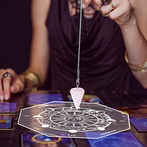 Pendulum Board Star Chart Mat Or Crystal Necklace For Beginner, Healing Dowsing Divination Metaphysical Message Board Positive Energy Close To Your Inner Self For Witchcraft Wiccan Altar Supplies - Image 4