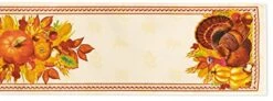 Printed Fall Table Runner, Thanksgiving Harvest Party Collection - Wrinkle Free 14 X 108 Inch Rectangle Tabletop For Kitchen Dining Tabletop Decoration Parties Weddings