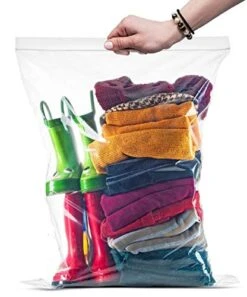Xtra Large Reclosable Roaster Food Storage Bag, 5 Gallon Big Size Strong Clear Heavy Plastic Bags, Easy Open & Close, 2 Mil Thick 18" X 24", 10 Pack