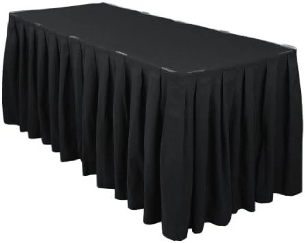 InenTablecloth 21 Ft. Accordion Pleat Polyester Table Skirt Black - Image 11