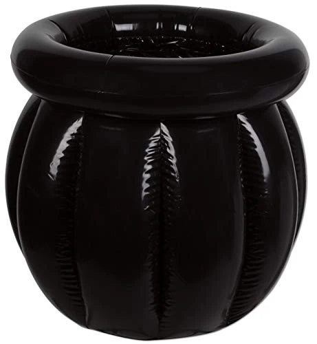 Beistle 18" X 22" Inflatable Cauldron Drink Cooler Happy Halloween Party Beverage Holder, Holds Approx. 48 12-Ounce Cans, Black