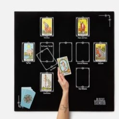 Tarot Divination Table Cloth For Reading And Altar Cloth Moon Alter, Cloth Witchy Embroidery Velvet Silk Touch Satin Celtic Cross 27 * 27