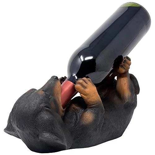 Dachshund Weiner Dog Puppy Wine Bottle Holder Statue With Decorative Tabletop Wine Rack Display Stand For Home Bar Decorations Or Canine Kitchen Counter Décor As Whimsical Gifts For Pet Owners - Image 3