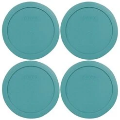 Pyrex 7201-PC Turquoise Round 4 Cup Plastic Storage Lid, Made In USA - 4 Pack