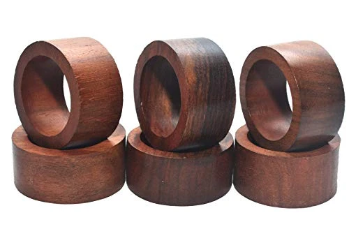 Handmade Wood Napkin Ring Set With 6 Napkin Rings - Artisan Crafted In India - Image 2