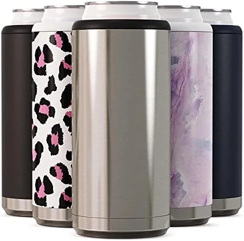Skinny Can Cooler For Slim Beer & Hard Seltzer | Stainless Steel 12oz Sleeve, Double Wall Vacuum Insulated Drink Holder - Glitter Lilac - Image 12