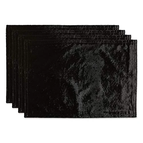 Velvet Collection Tabletop, Placemat Set, Black 4 Piece