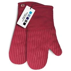IG RED HOUSE Oven Mitts And Pot Holders Sets, With The Heat Resistance Of Silicone And Flexibility Of Cotton, Recycled Cotton Infill, Terrycloth Lining, 480 F Heat Resistant Pair Red