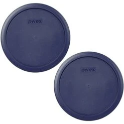 Pyrex 7402-PC 6/7 Cup Blue Round Plastic Food Storage Lid, Made In USA - 2 Pack