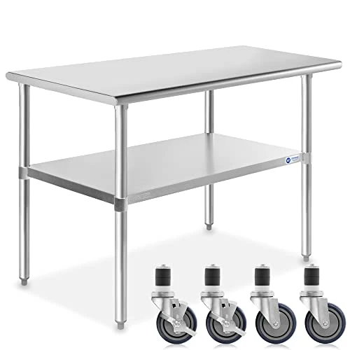 NSF Stainless Steel Work & Prep Table 48 X 24 Inches With Caster Wheels And Under Shelf For Restaurant, Home, Hotel - Image 9