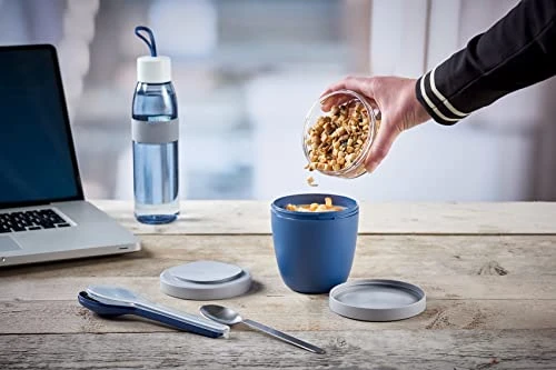 Mepal Epal, Lunchpot With 2 Interchangeable Lids, A Detachable Small Storage Container For Nuts Or Fruit, Portable, BPA Free, Nordic Denim, 4 Inch Diameter, 1 Count - Image 3