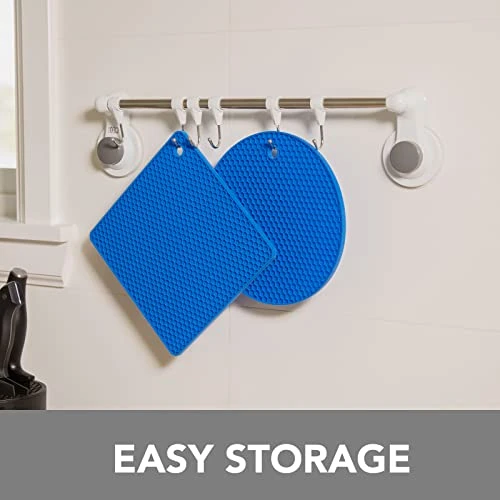 Trivets For Hot Dishes - Hot Pads For Kitchen, Silicone Pot Holders For Hot Pots And Pans, Silicone Mats For Kitchen Countertops, Table, Flexible Easy To Wash And Dry, True Blue - Image 4