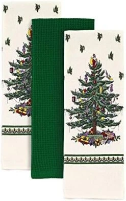 Avanti Linens Christmas Tree Kitchen Spode Collection, 4pc Napkin Set, Green