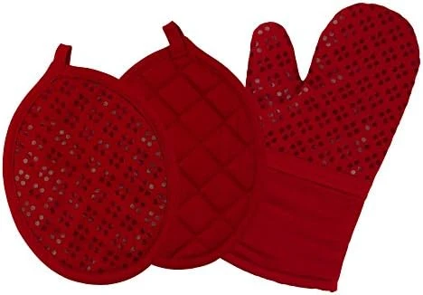 Oven Mitts And Pot Holders Set Of 9 With Kitchen Towels And Dishcloths, Oeko-Tex Cotton Terry Kitchen Dish Towels & Dish Cloths, Non-Slip Silicone Oven Mitt Set, Gray - Image 9