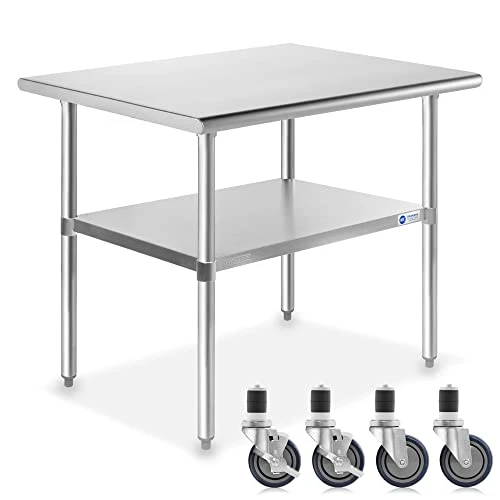 NSF Stainless Steel Work & Prep Table 48 X 24 Inches With Caster Wheels And Under Shelf For Restaurant, Home, Hotel - Image 8