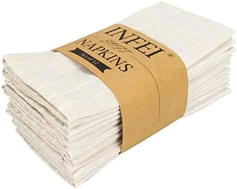 White Striped Linen Cotton Dinner Cloth Napkins - Set Of 12 (40 X 30 Cm) - For Events & Home Use (Navy) - Image 6