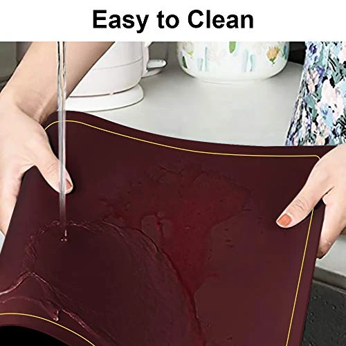 Wine Red Placemats For Dining Table Set Of 6, Waterproof Wipeable PU Leather Place Mats Indoor, Washable Kitchen Table Mats For Easter Thanksgiving Christmas New Year Party Home Decor - Image 3