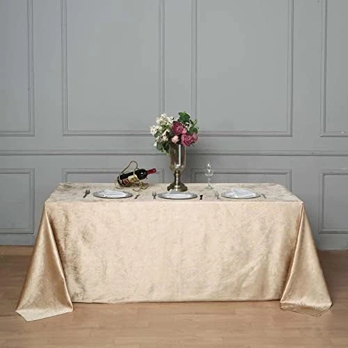 Premium Velvet Black 90" X 132" Rectangle Tablecloth For Wedding Party Events - Image 7
