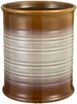 Nihow Kitchen Utensil Holder: 7.2 Inch Extra Large Ceramic Utensil Holder For Countertop - Stable Utensil Crock For Kitchen Counter Decor - Elegant Blue & Black (1PC) - Image 7