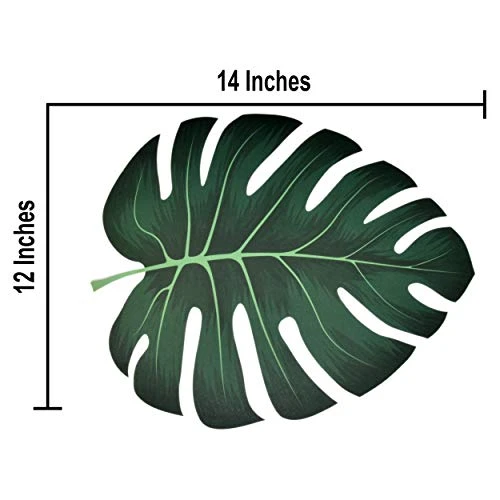 50 Disposable Tropical Palm Leaf Paper Place Mats 12โx 14โ Summer Hawaiian Luau Green Leaves Charger Place Mats For Floral Greenery Jungle Dinner Table Setting Baby Shower Birthday Party Decor - Image 2