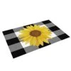 Placemats For Dining Table-Farm Sunflower Buffalo Plaid Black And White Heat Insulation Stain Resistant Placemats Set Of 4,Washable Table Mats For Home Kitchen Christmas Wedding Decor