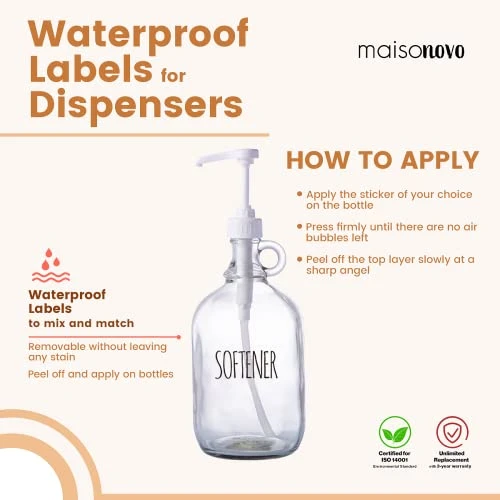 AisoNovo Farmhouse Style Bathroom Waterproof Labels For Containers - Organization Labels For Soap Dispenser Bottles - Farmhouse Style Decal Labels | Pack Of 12 Labels (6 Black & 6 White) - Image 2