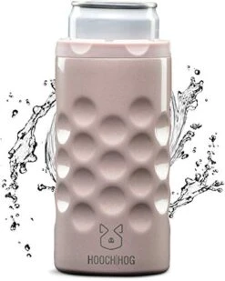 Ooch|Hog Slim Can Cooler Stainless Steel For 12 Oz. Skinny Cans | 3x Insulated Beer Can Holder For Michelob Ultra, White Claw, Truly & Redbull (Blush Glitter)