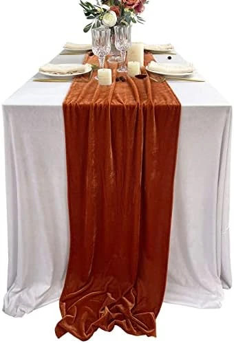 Uxurious Velvet Table Runner, 10ft Wedding Reception Decorations, 20x120inch Soft Velvet Fabric, Table Linen Overlay, Wedding Table Runners(Emerald Green, 20X120inch) - Image 5