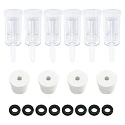 Brewland 6 Packs 3 Piece Airlocks For Fermenting With #6 Stoppers And Grommets, Air Lock Ferment For Beer Wine Making, Home Brew Bubble Airlock For Fermentation Carboy (6 Airlock+4 Bung+8 Grommet Set)