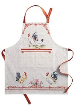 D' Hermine Campagne Bundle Set 100% Cotton Apron (27.50 Inch By 31.50 Inch) Set Of 2 Kitchen Towels (20 Inch By 27.5 Inch) And Oven Mitt (7.5 Inch By 13 Inch)/Pot Holder (8 Inch By 8 Inch)