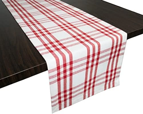 Dining Table Runner | Homestead Plaid Check Farmhouse Table Runner | For Home Decor | 100% Cotton, Long & Soft For Daily Use | 100% Machine Washable | Beige White 14 X 72 - Image 11
